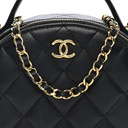 Chanel Lambskin Quilted Chic Riviera Top Handle Vanity Case Black 8 of 10