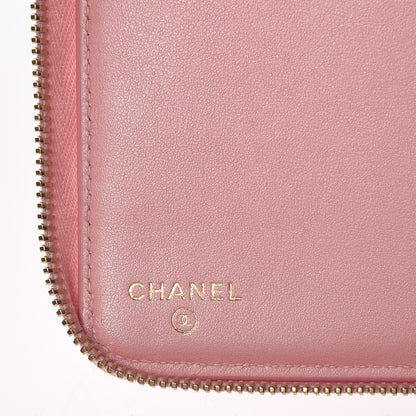 Chanel Iridescent Caviar Quilted Large Zip Around Organizer Wallet Pink 6 of 10