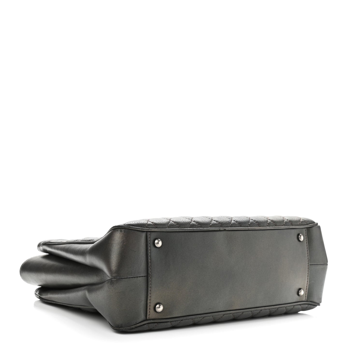 Metallic Goatskin Quilted Medium Rock In Rome Tote Charcoal