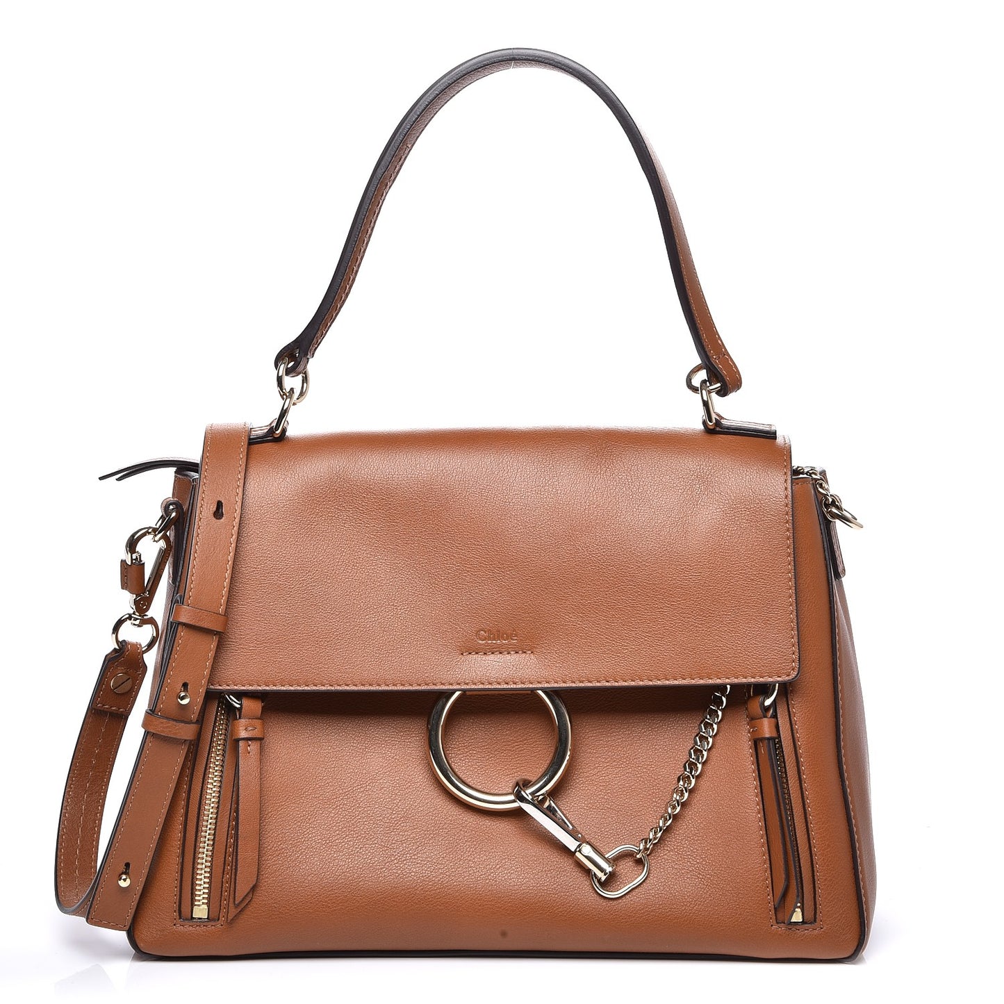 Calfskin Medium Faye Day Shoulder Bag Caramel