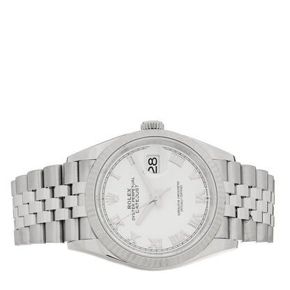 Rolex Stainless Steel 18K White Gold 36mm Oyster Perpetual Datejust Watch White Roman 126234 2 of 4