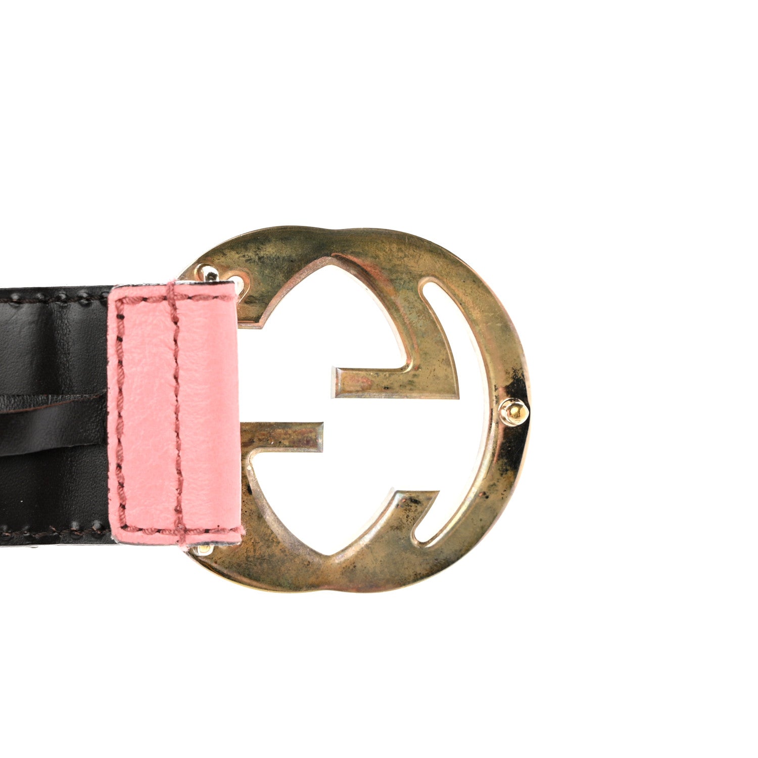 Gucci Canvas Web Interlocking G Belt 80 32 Green Pink 6 of 6
