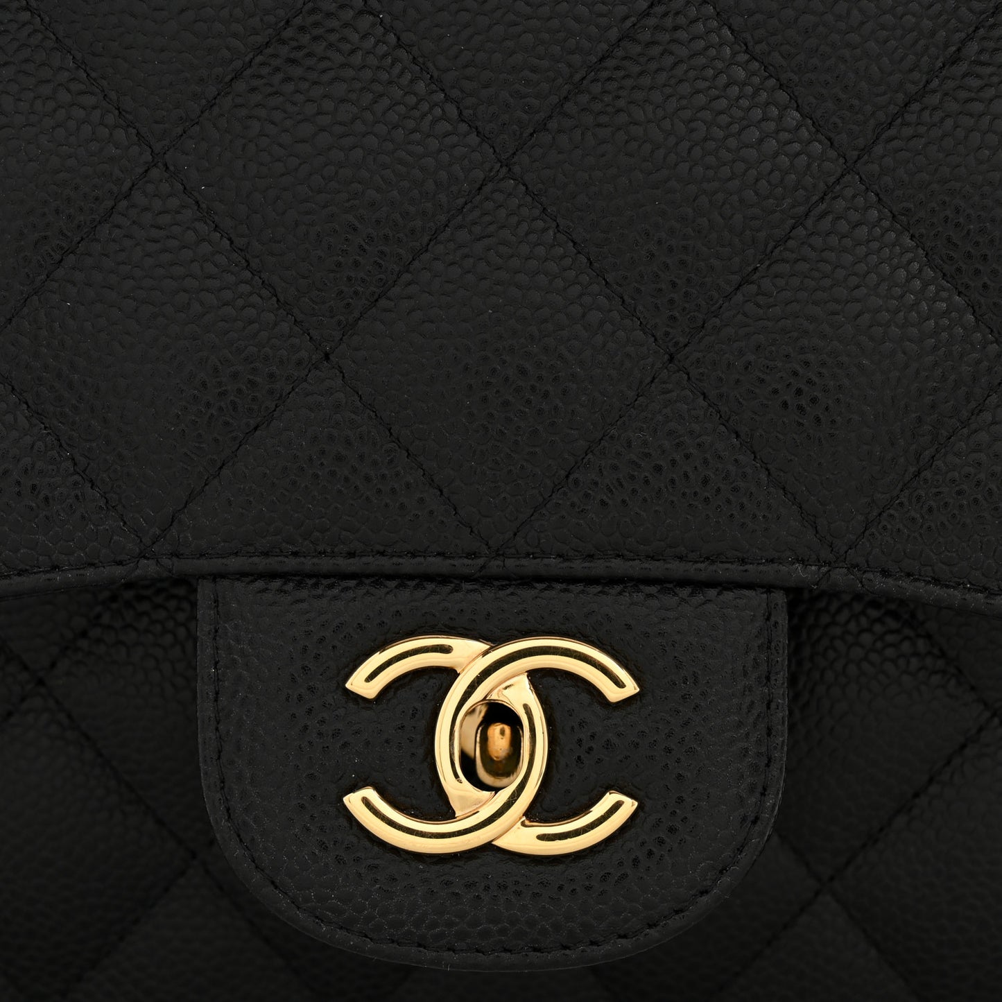 Caviar Quilted Jumbo Double Flap Black