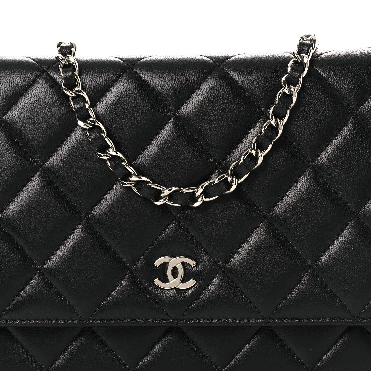 Chanel Lambskin Quilted Wallet On Chain WOC Black 9 of 11