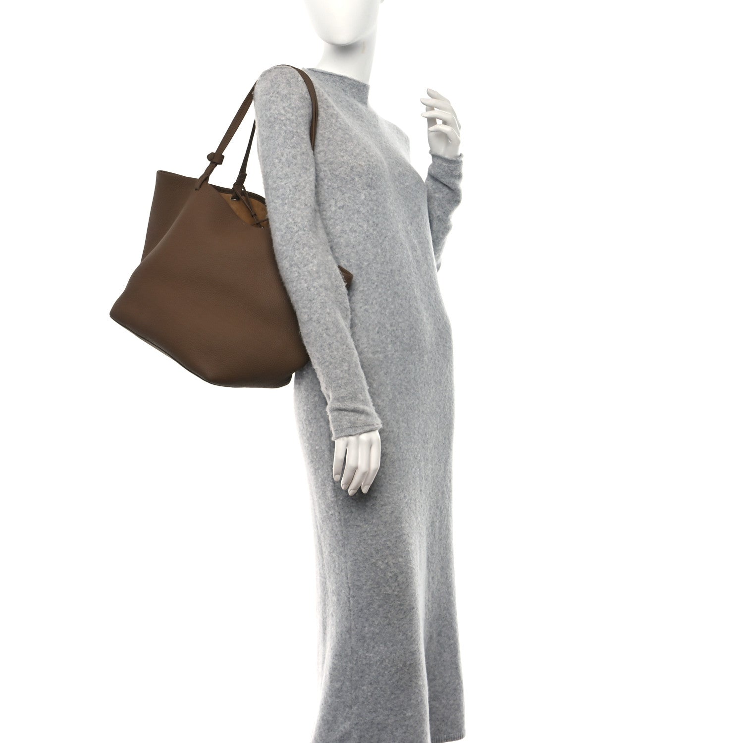 The Row THE ROW Grained Calfskin Park Tote Three Dark Taupe 2 of 8