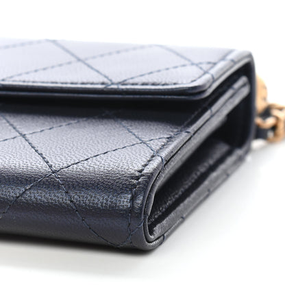 Chanel Iridescent Lambskin Quilted Chic Pearls Clutch With Chain Blue 10 of 10