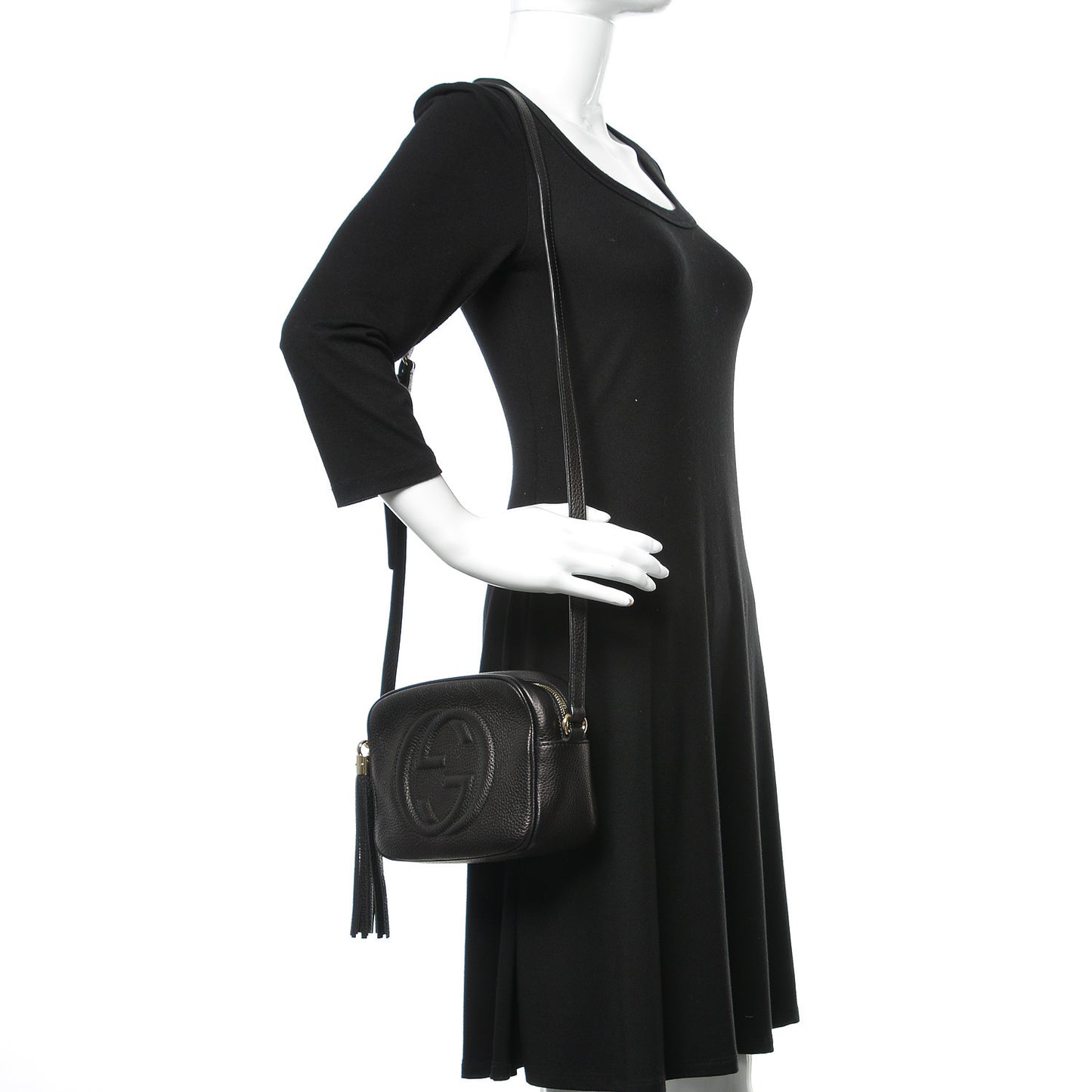 Pebbled Calfskin Small Soho Disco Bag Black