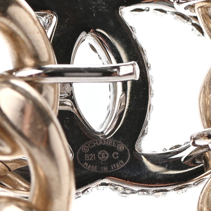 Chanel Chain Link Crystal CC Dog Tag Charm Necklace Gold 5 of 5