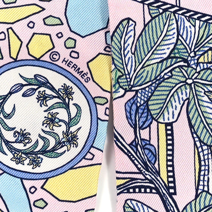 Hermes Silk La Danse Des Amazones Twilly Rose Pale Bleu Jaune 4 of 4