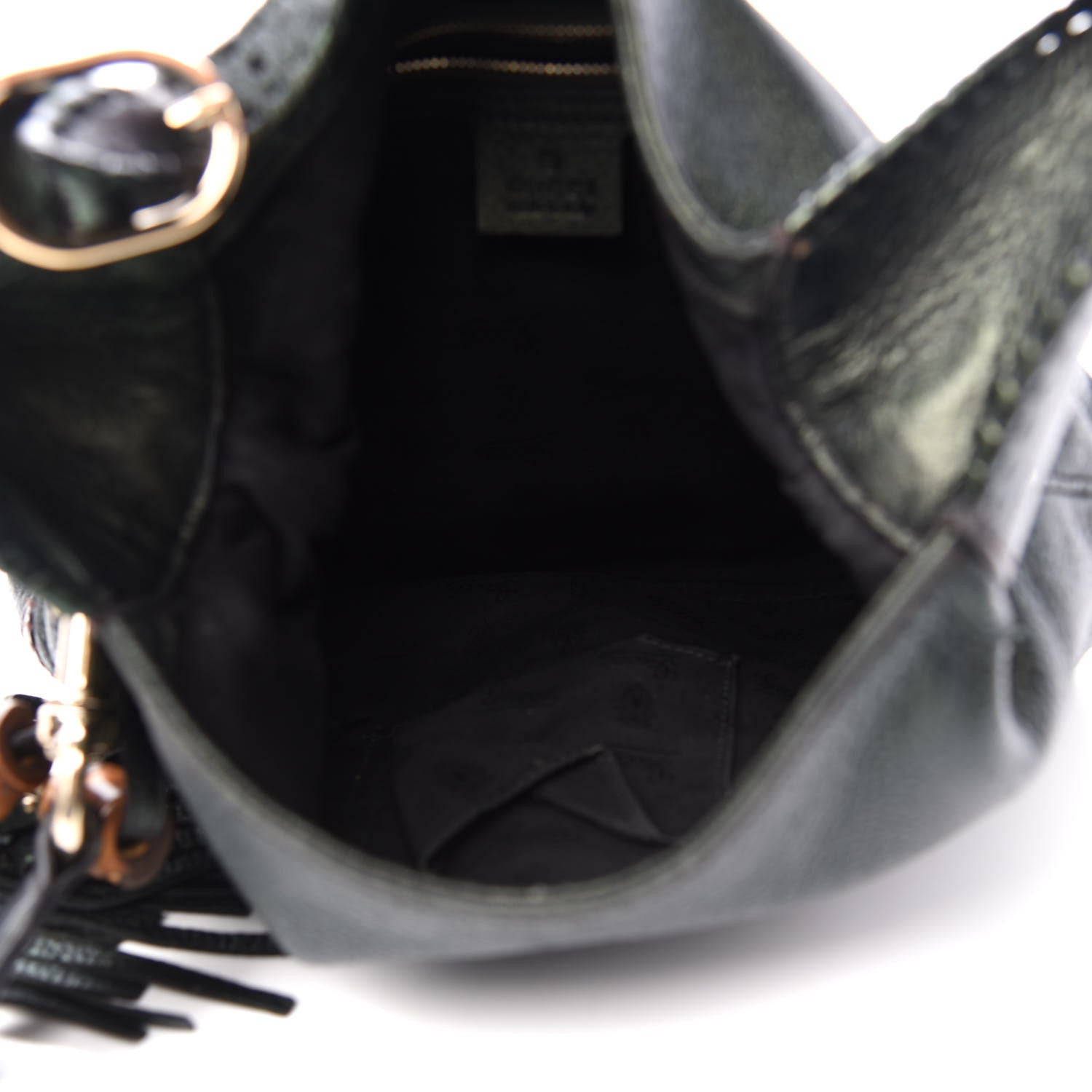 Gucci Metallic Pebbled Calfskin Large New Jackie Shoulder Bag Green 5 of 11