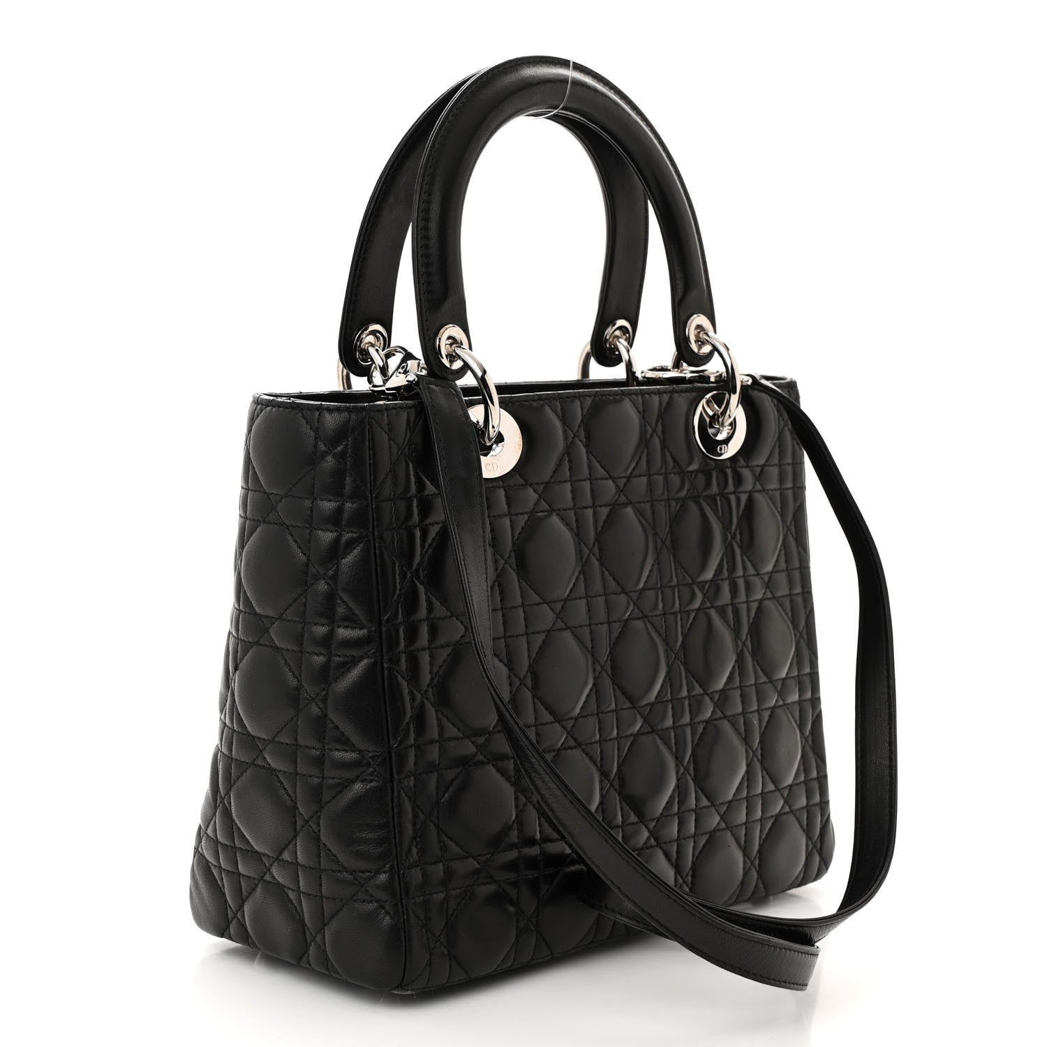 Christian Dior Lambskin Cannage Medium Lady Dior Black 2 of 9