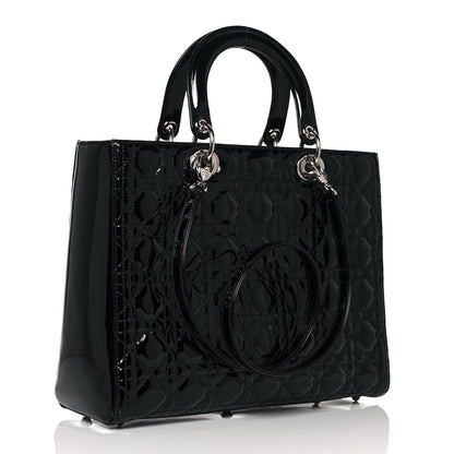 Christian Dior Patent Cannage Large Lady Dior Black 3 of 13
