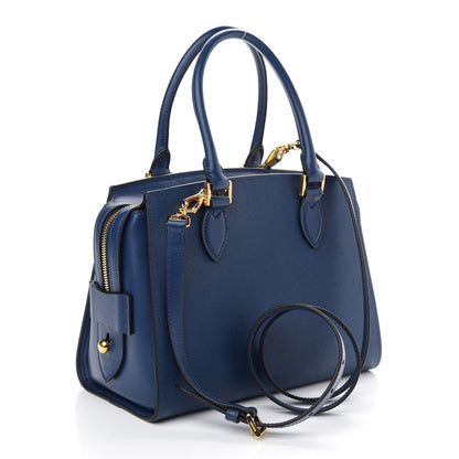 Prada Saffiano Soft Calfskin Double Handle Satchel Bluette 3 of 8