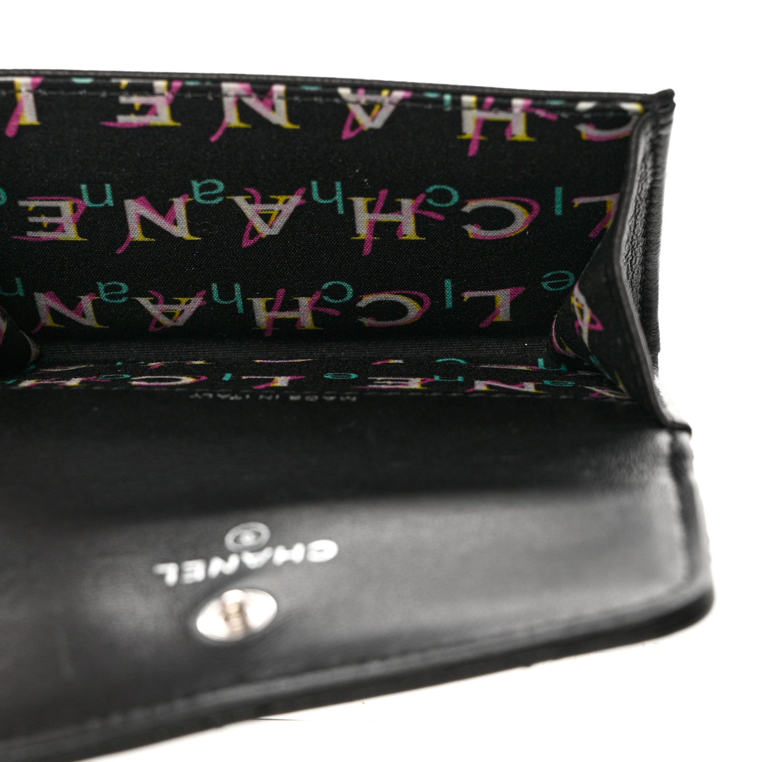 Chanel Lambskin Quilted Small Graffiti Compact Wallet Black 6 of 8