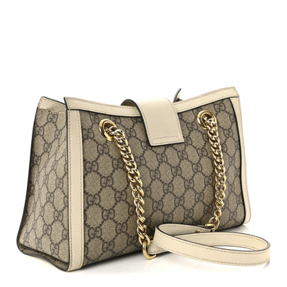 Gucci GG Supreme Monogram Moon Calfskin Small Padlock Tote Beige Ebony Mystic White 3 of 10