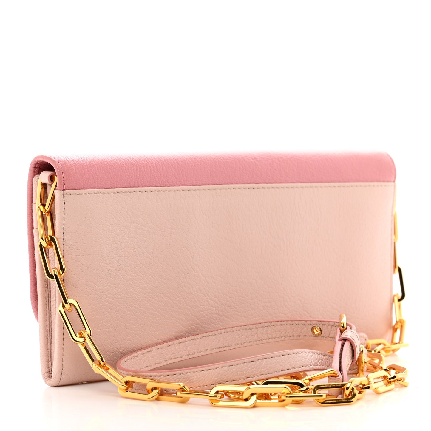 Goatskin Madras Bi-Color Wallet On Chain Rosa Gemma