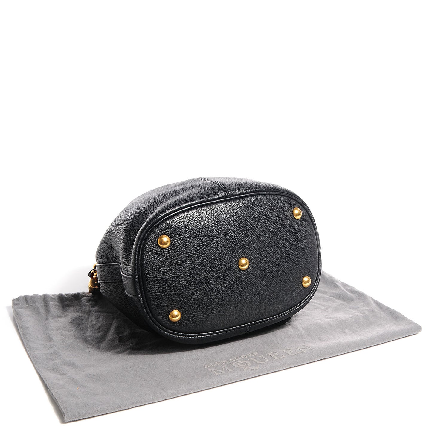 Calfskin Padlock Skull Bucket Bag Black