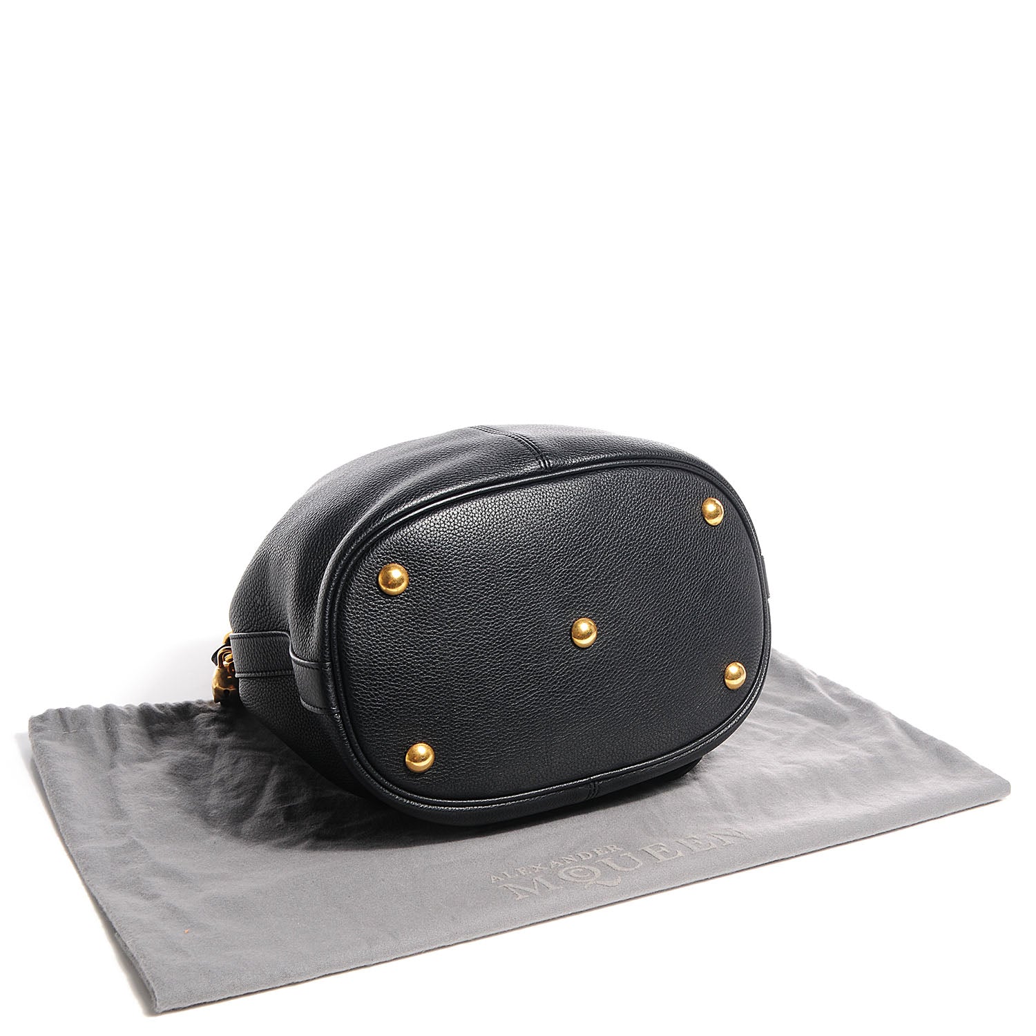 Alexander McQueen Calfskin Padlock Skull Bucket Bag Black 4 of 9