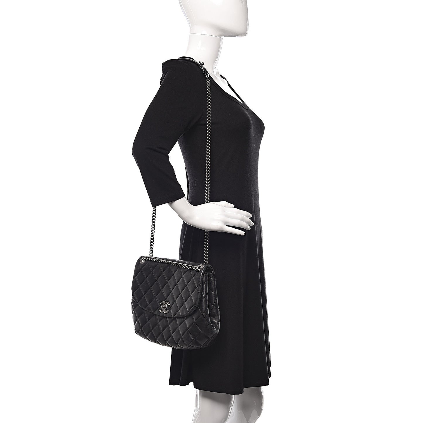 Lambskin Quilted Small Daily Supple Flap Black