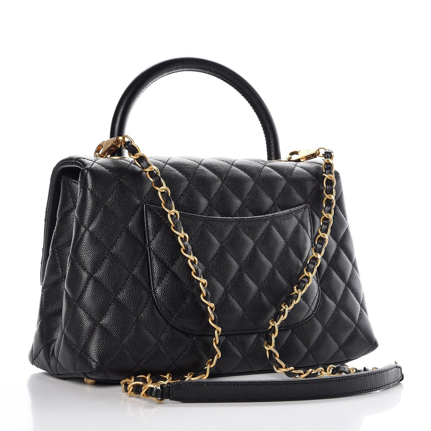 Caviar Quilted Small Coco Handle Flap Black