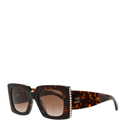 Chanel Acetate Polarized Pearl Rectangle Sunglasses 5480-H-A Tortoise 1 of 7