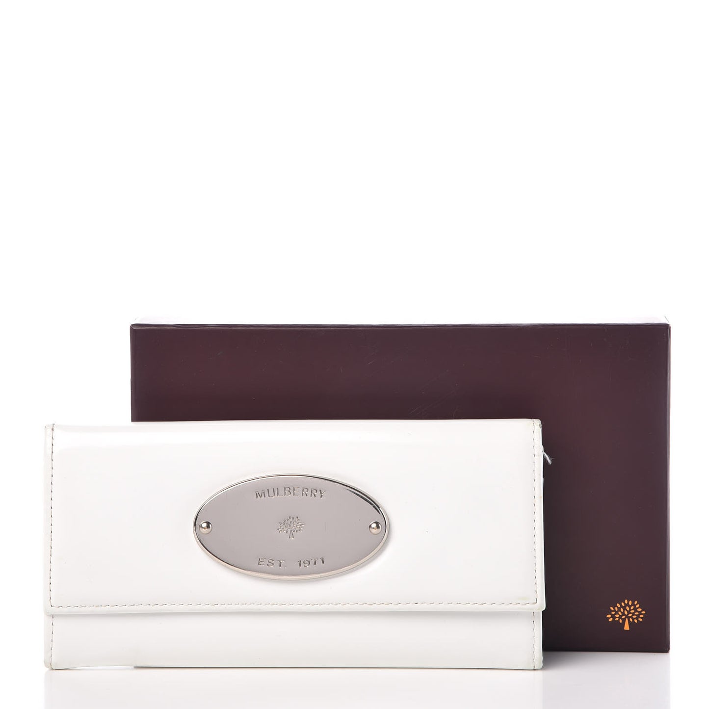 Patent Continental Wallet White