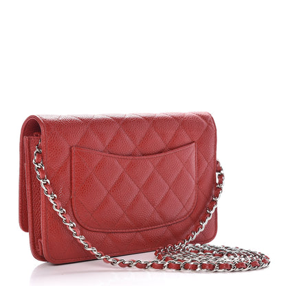 Chanel Caviar Quilted Wallet on Chain WOC Red 3 of 13