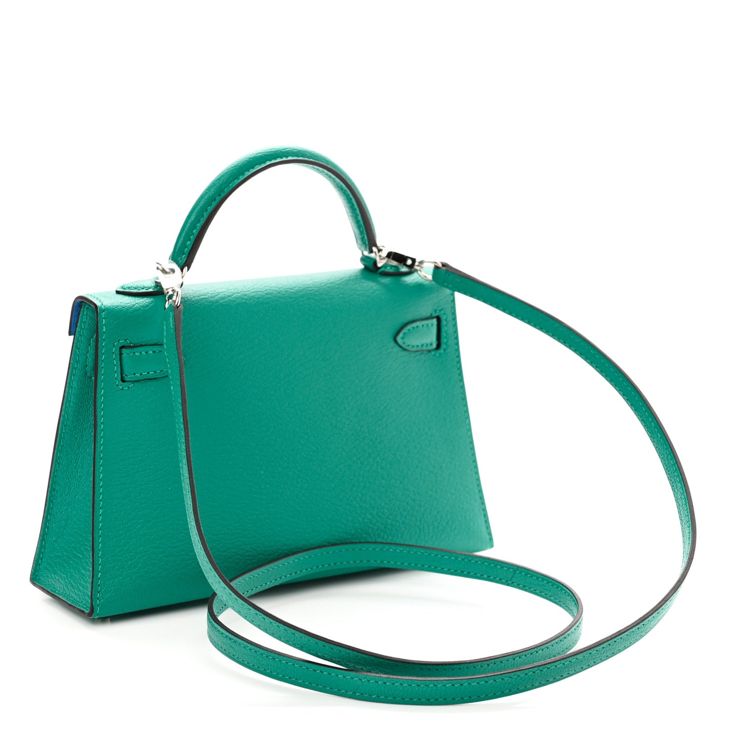 Chevre Mysore Verso Mini Kelly Sellier 20 Vert Verone Bleu Hydra