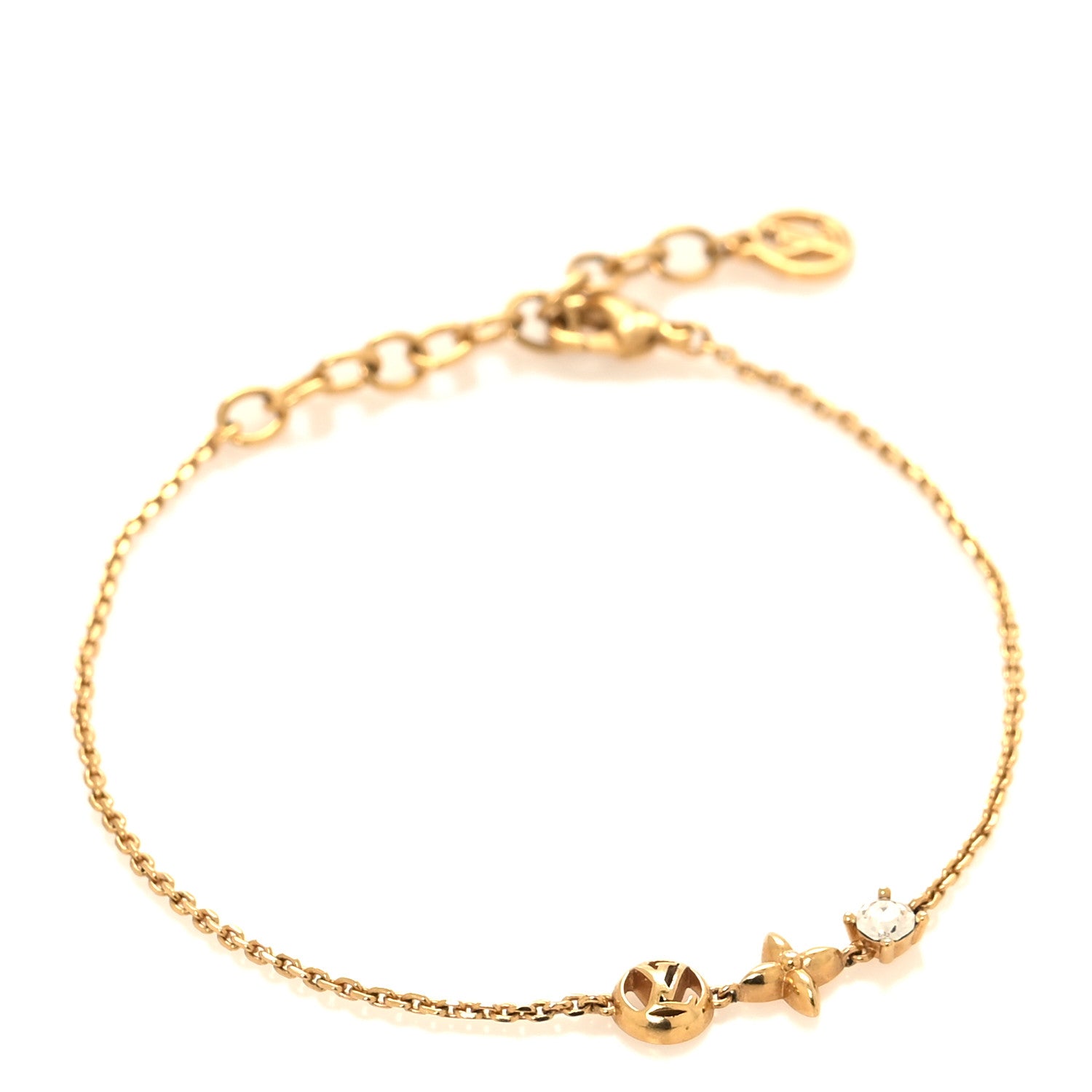 Louis Vuitton Metal Crystal Petit Louis Bracelet Gold 1 of 5