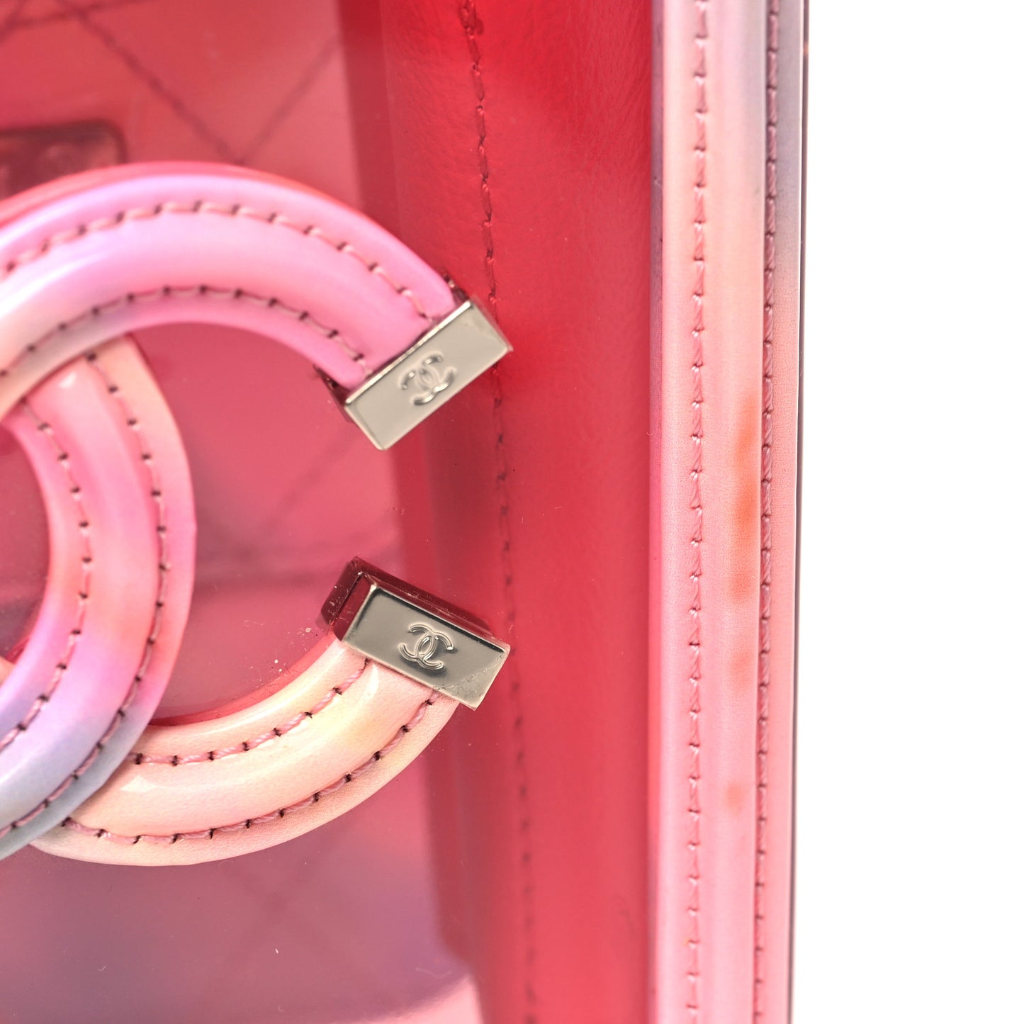 PVC Patent Calfskin Patent Lambskin Vertical Vanity Case Pink