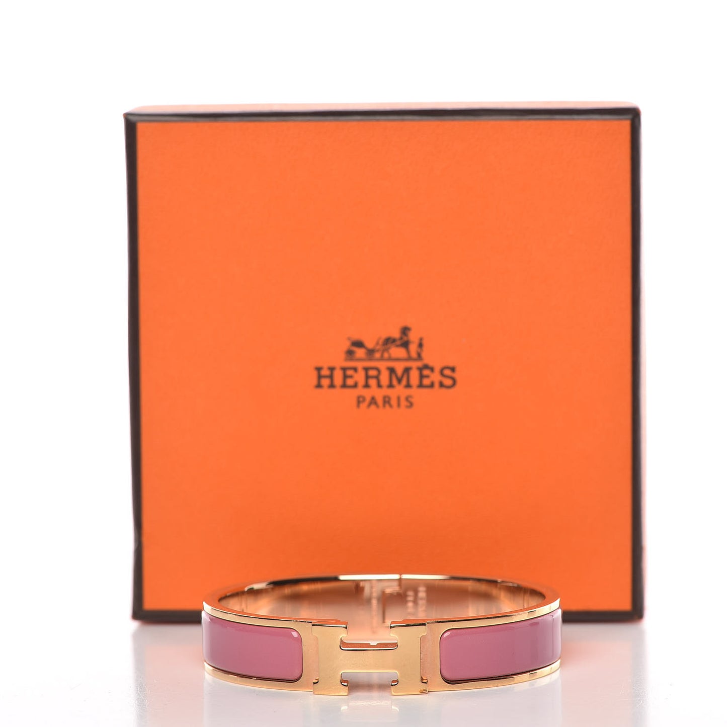 Enamel Narrow Clic Clac H Bracelet PM Rose Velours