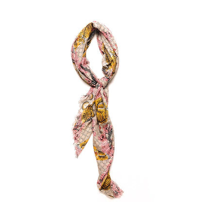 Gucci Modal Silk GG Monogram Supreme Tiger Square Shawl Rope Pink 2 of 6