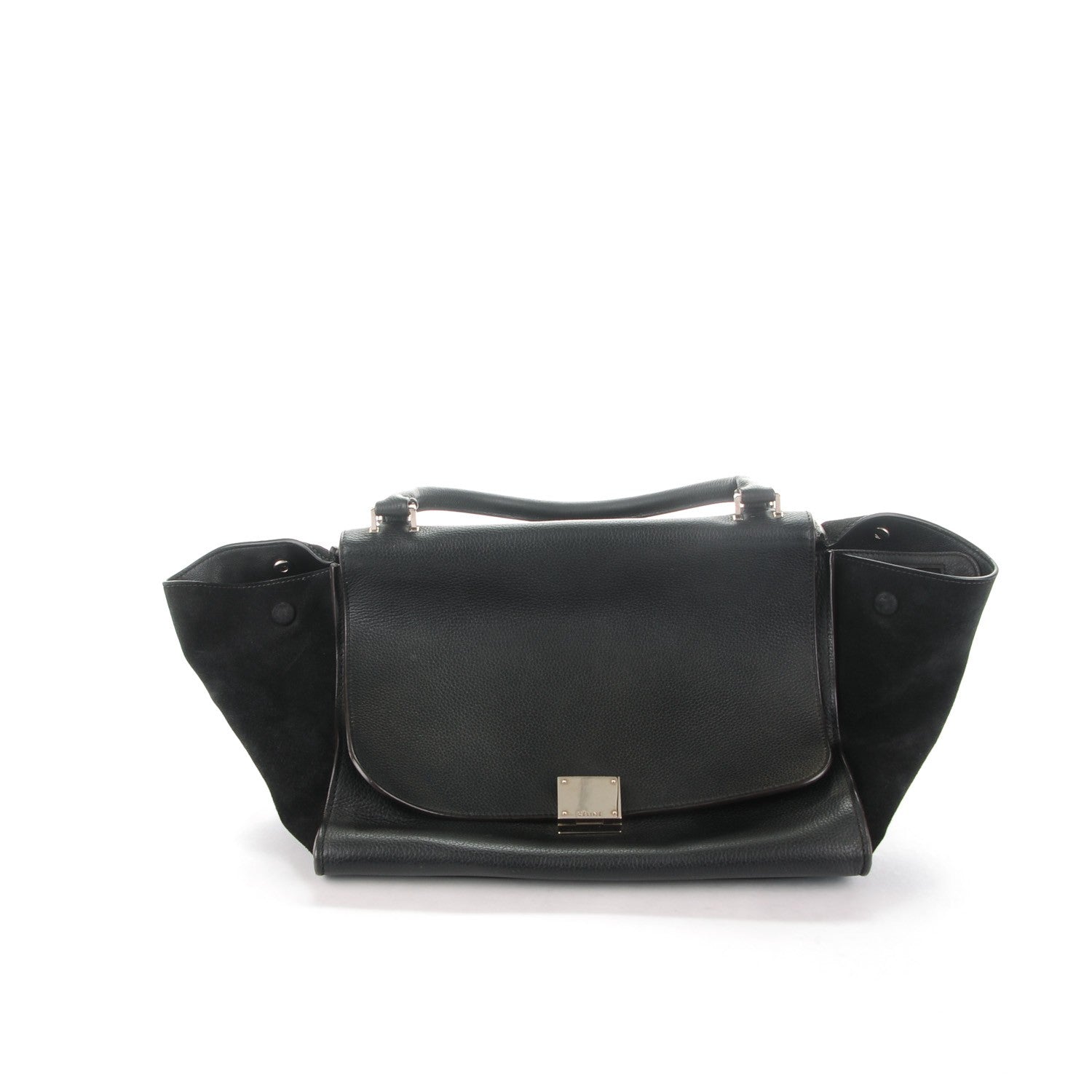 Celine Drummed Calfskin Suede Medium Trapeze Black 9 of 10