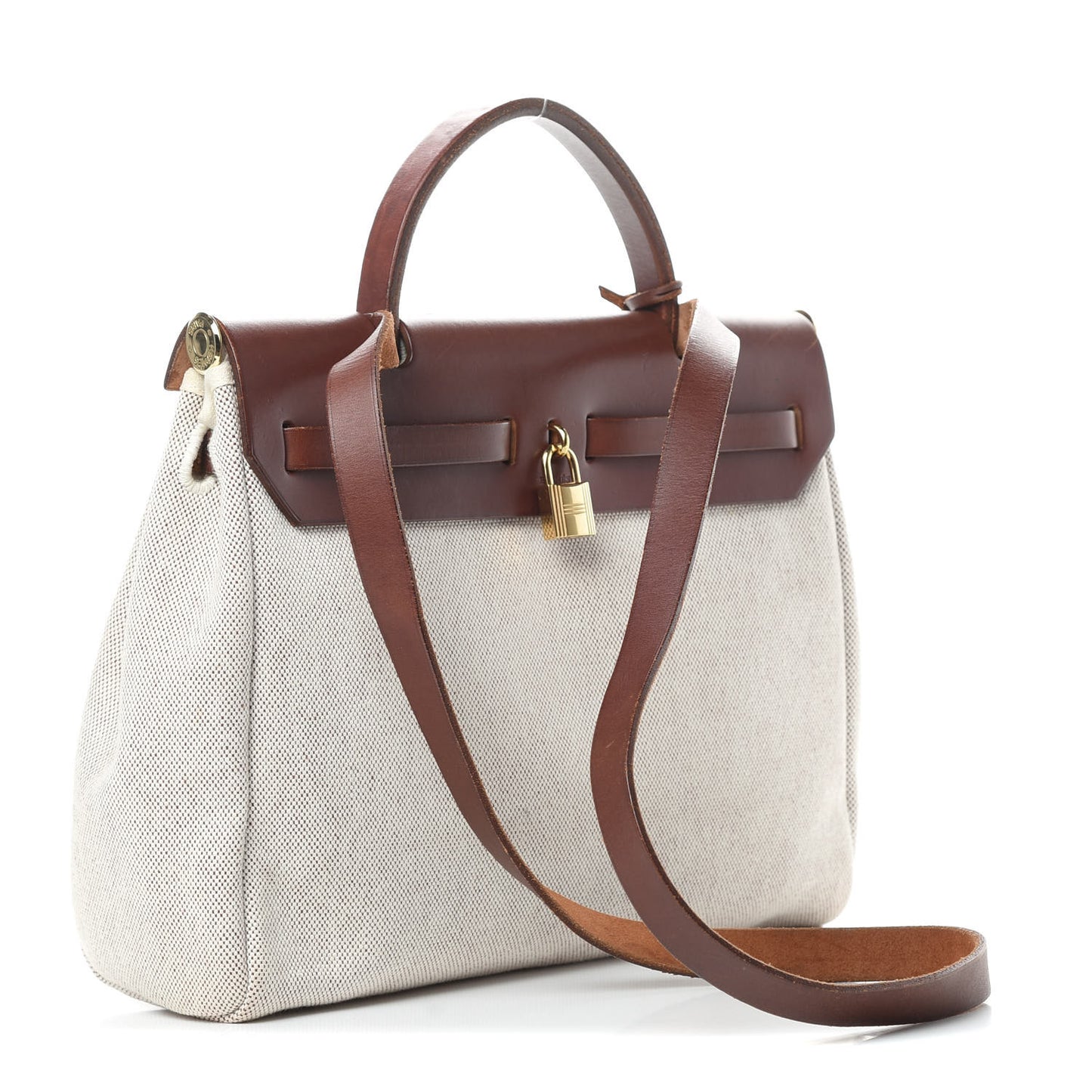 Toile Vache Calfskin Herbag 30 PM Natural Havane