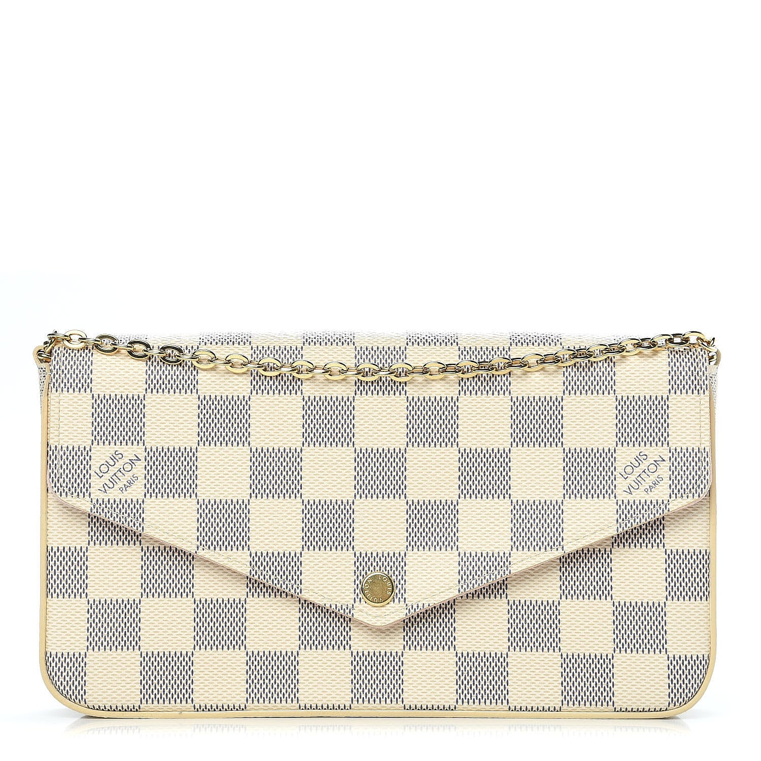 Louis Vuitton Damier Azur Pochette Felicie Chain Wallet Rose Ballerine 1 of 10