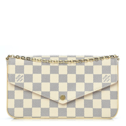 Louis Vuitton Damier Azur Pochette Felicie Chain Wallet Rose Ballerine 1 of 10