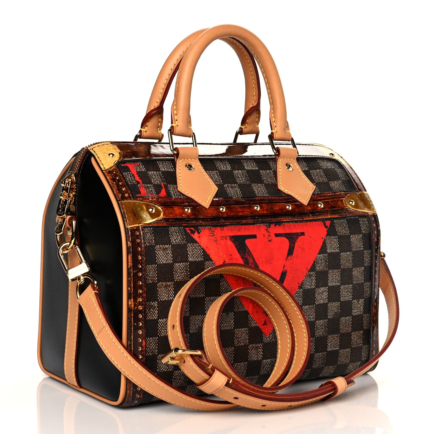 Louis Vuitton Transformed Damier Ebene Time Trunk Speedy Bandouliere 25 Black 3 of 11