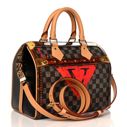 Louis Vuitton Transformed Damier Ebene Time Trunk Speedy Bandouliere 25 Black 3 of 11
