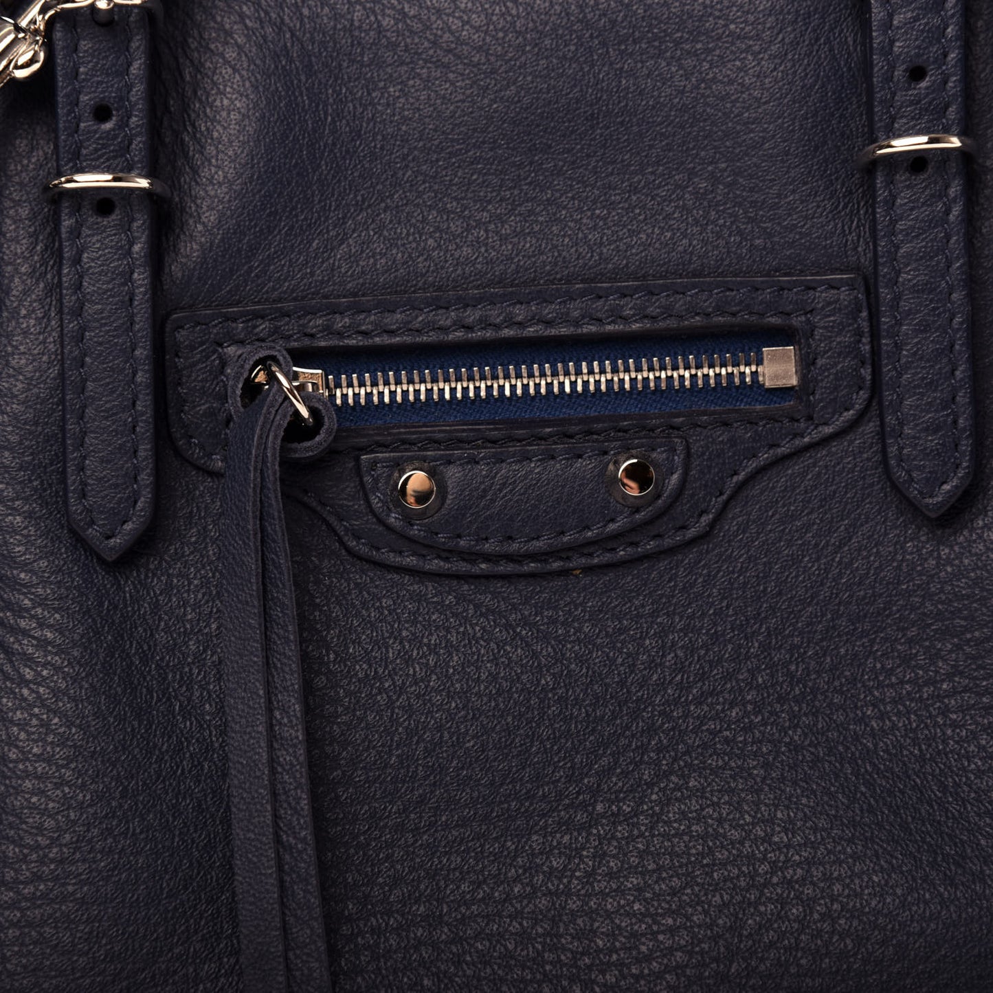 Veau Papier A6 Zip Around Tote Bleu Profond