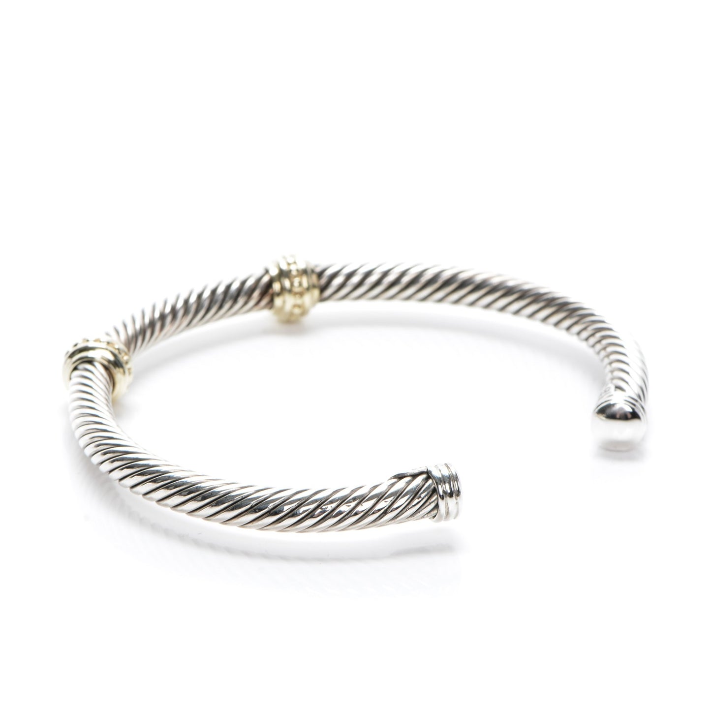 Sterling Silver 14K Yellow Gold 5mm Cable Classics Two Station Bracelet