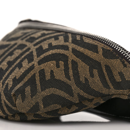 Fendi X SARAH COLEMAN Fabric Jacquard Vitello Century Matte FF Vertigo Kids Belt Bag Moro Black 9 of 9