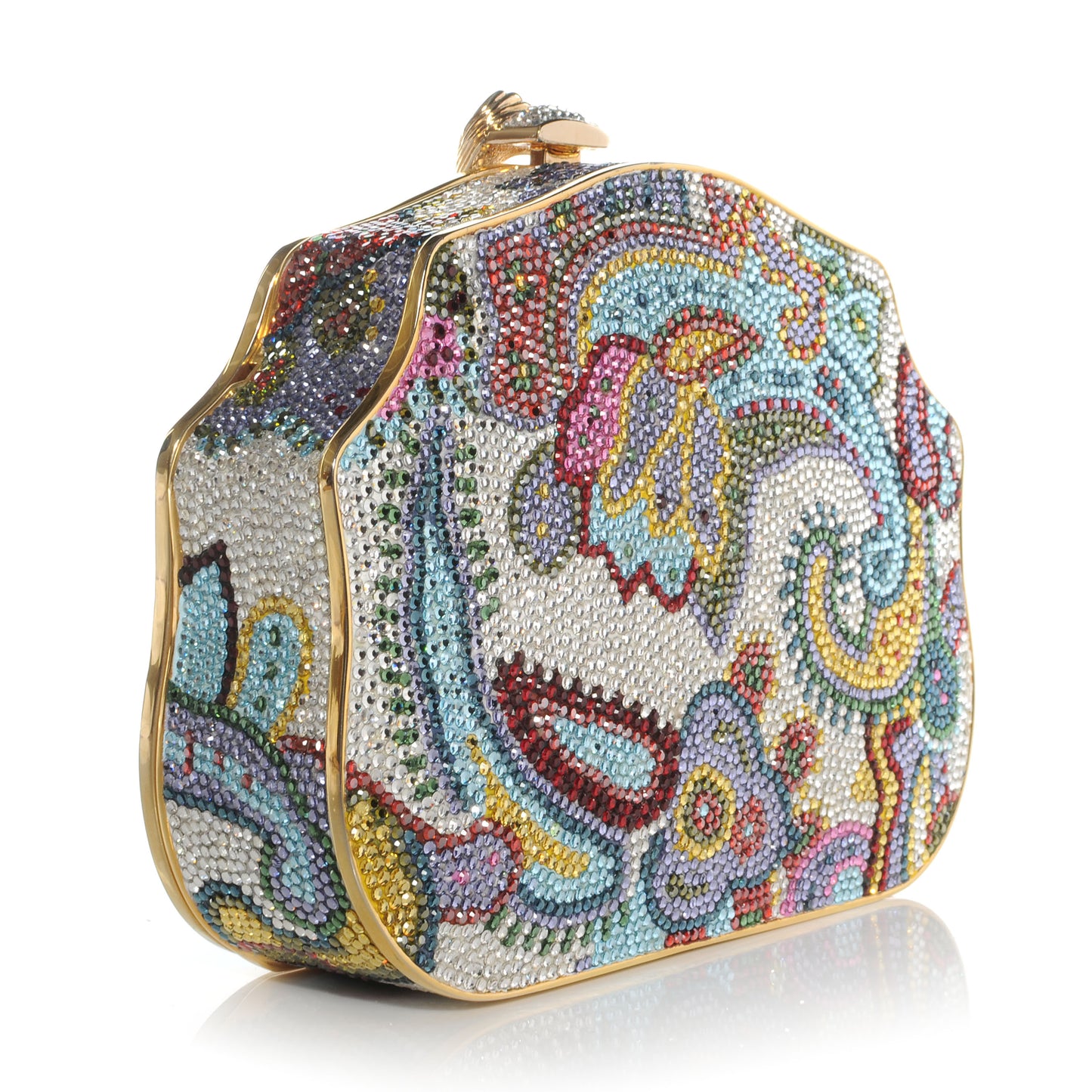 Crystal Paisley Arabian Nights Minaudiere Clutch Gold