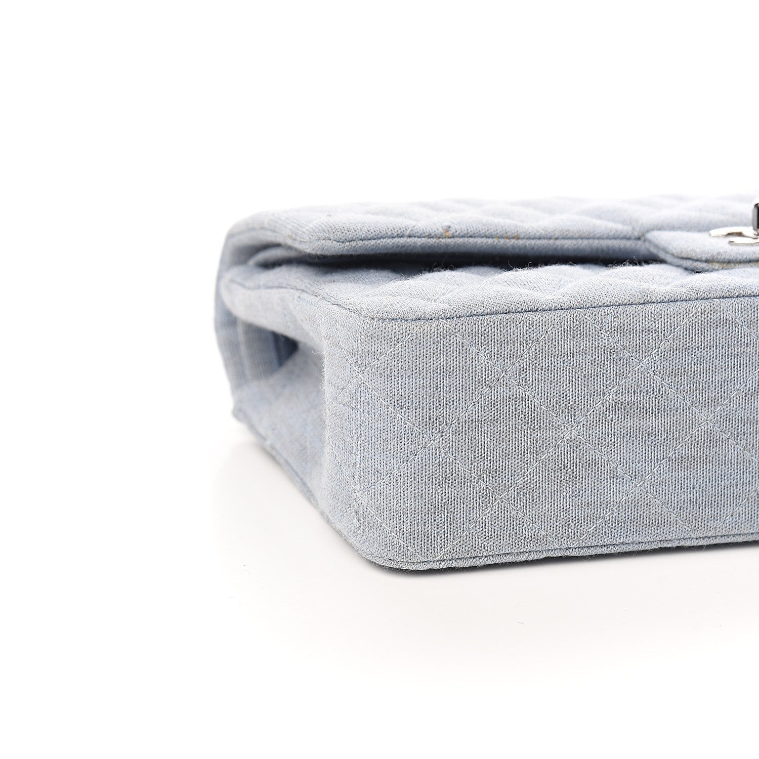 Chanel Jersey Quilted Medium Double Flap Light Blue 7 of 10
