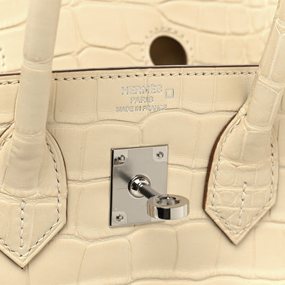 Hermes Matte Alligator Birkin 25 Vanille 8 of 13