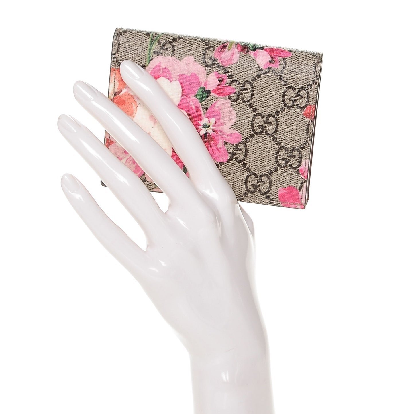 GG Supreme Monogram Blooms Card Case Beige Multicolor Dry Rose