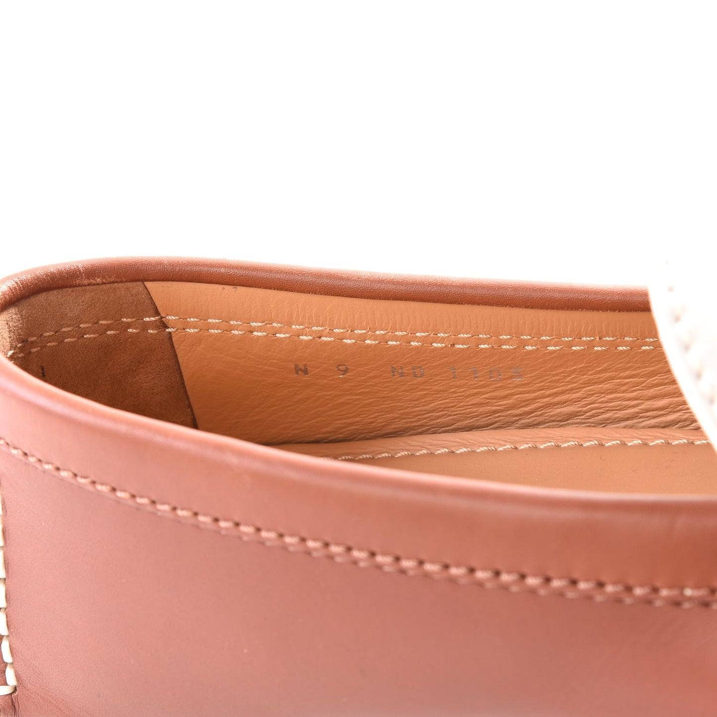 Calfskin Mens Shade Car Loafers 9 Brown White