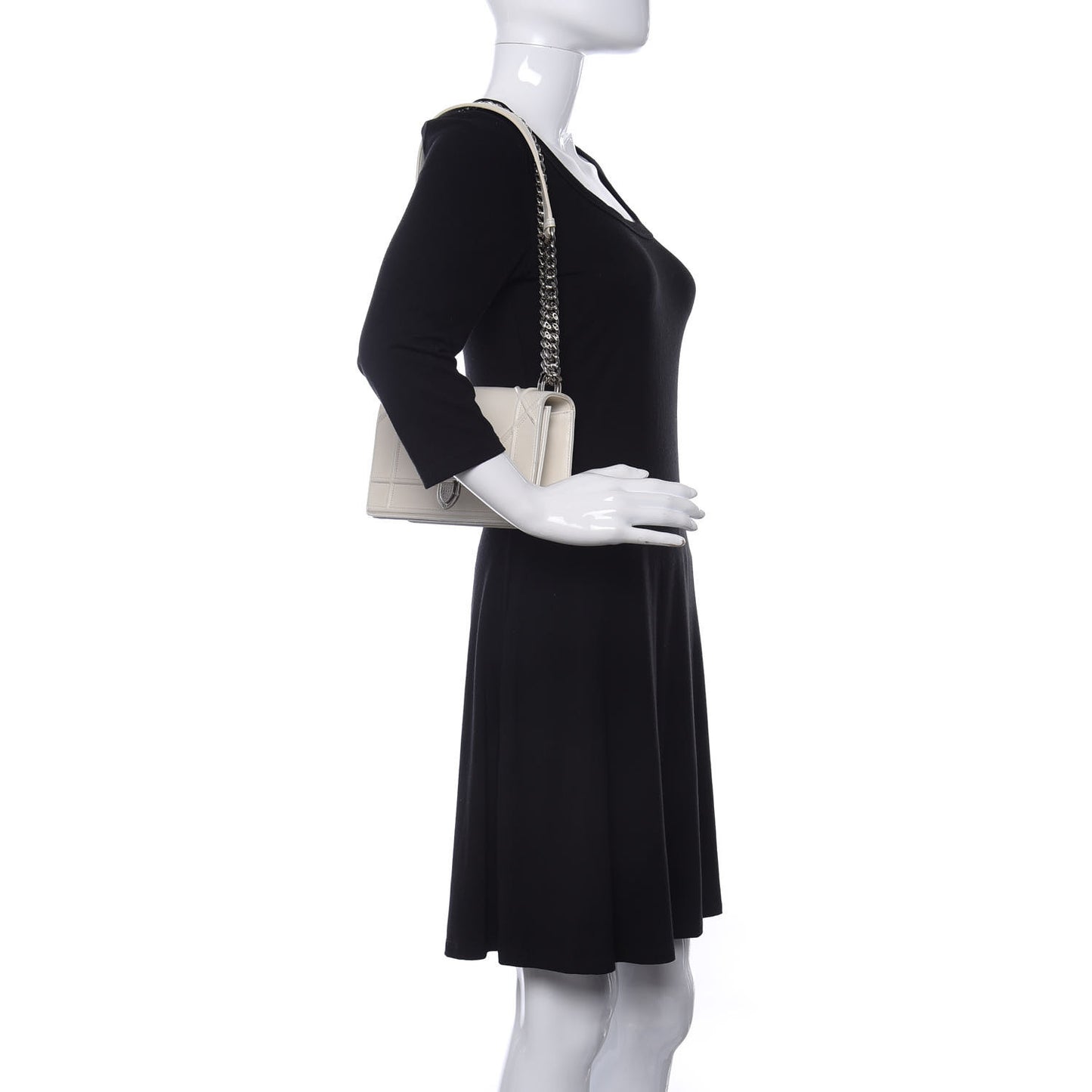 Calfskin Small Diorama Flap Bag Off White