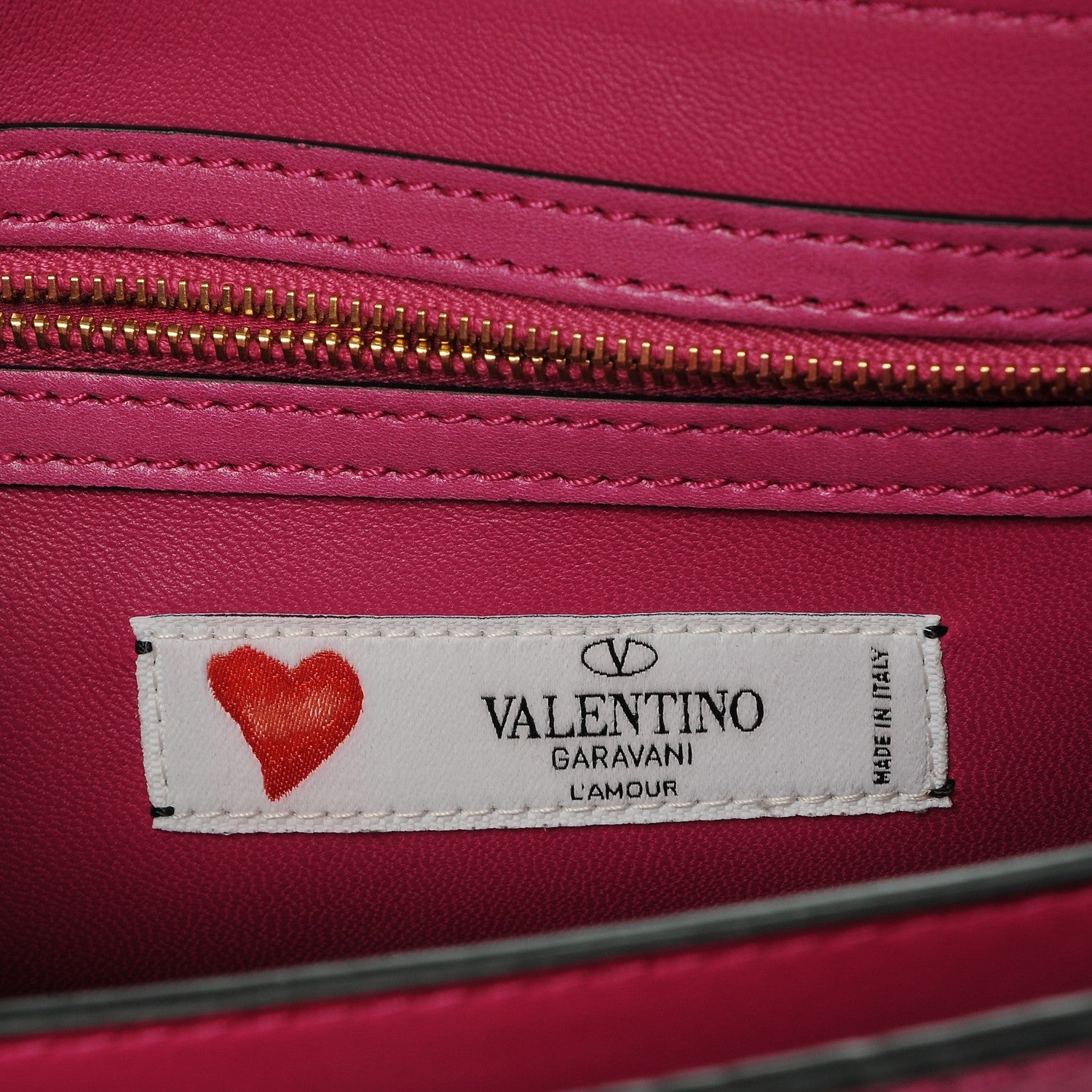 Valentino Garavani Shiny Nappa L'Amour Rockstud Shoulder Bag Fuxia 6 of 8