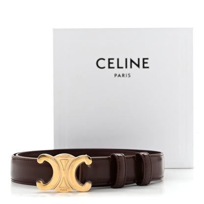 Celine Box Calfskin Medium 25mm Triomphe Belt 75 30 Chestnut 7 of 7