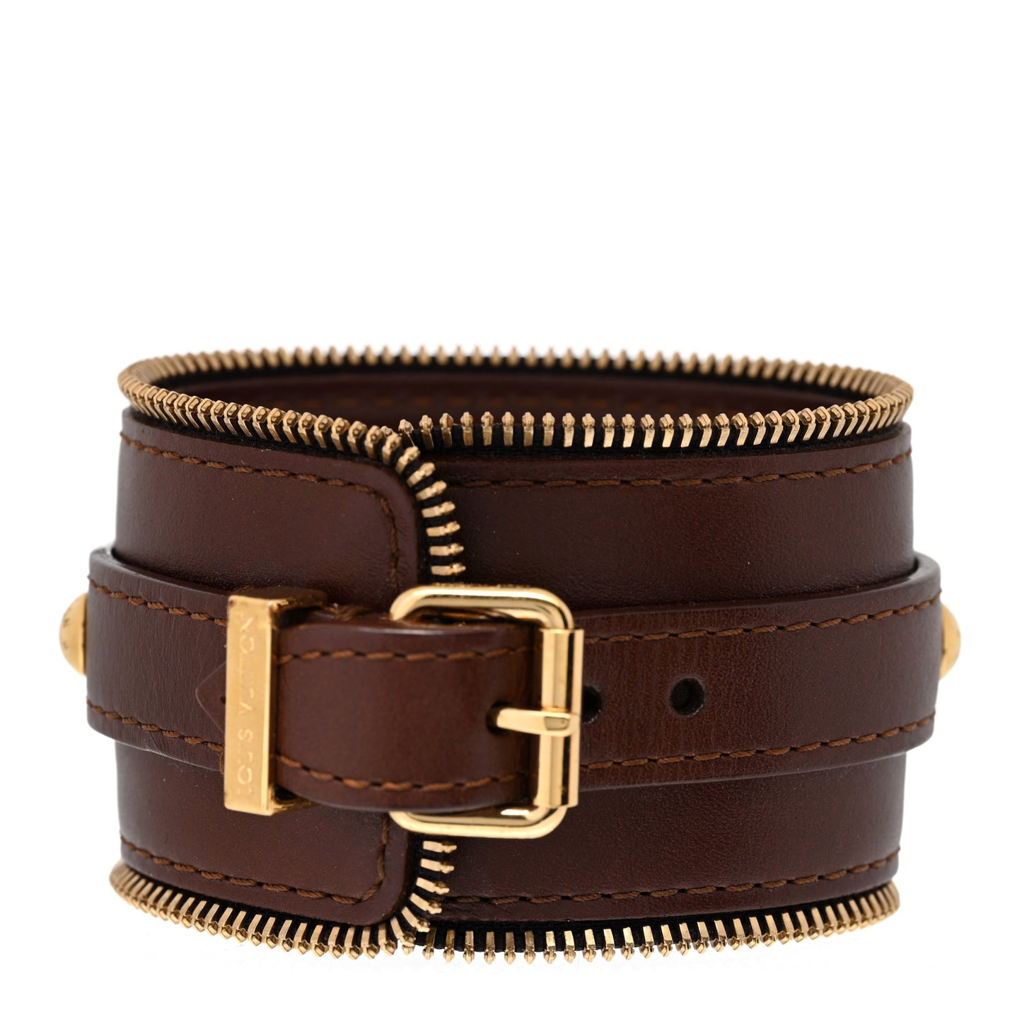 Leather Zippy Bracelet Brown